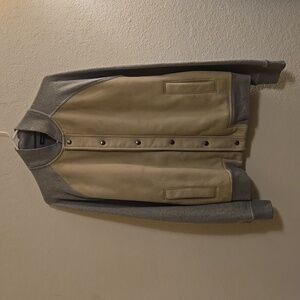 Banana Republic Button-down Varsity Jacket - Tan/Gray - Large